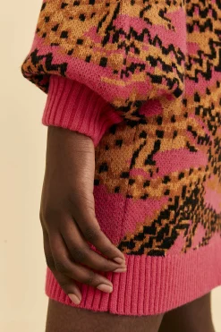 FARM Rio  PINK CROCO SWEATER DRESS