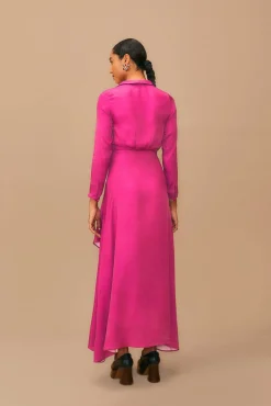 FARM Rio PINK LONG SLEEVE MAXI DRESS