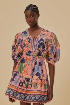 FARM Rio PINK SEASHELL TAPESTRY MINI DRESS