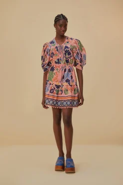 FARM Rio  PINK SEASHELL TAPESTRY MINI DRESS