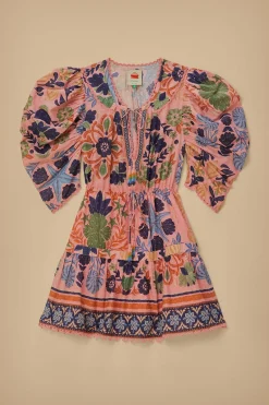 FARM Rio  PINK SEASHELL TAPESTRY MINI DRESS