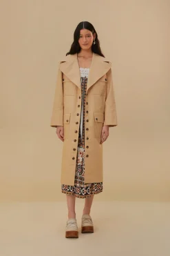FARM Rio POCKETS OVER NUDE TRENCH COAT