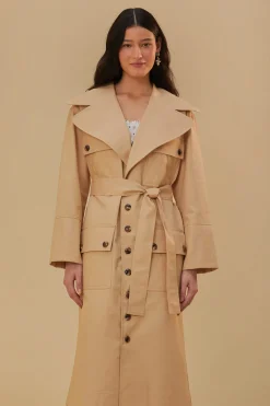FARM Rio  POCKETS OVER NUDE TRENCH COAT