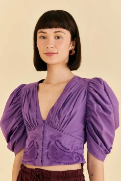 FARM Rio PURPLE CROPPED BLOUSE