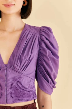 FARM Rio  PURPLE CROPPED BLOUSE