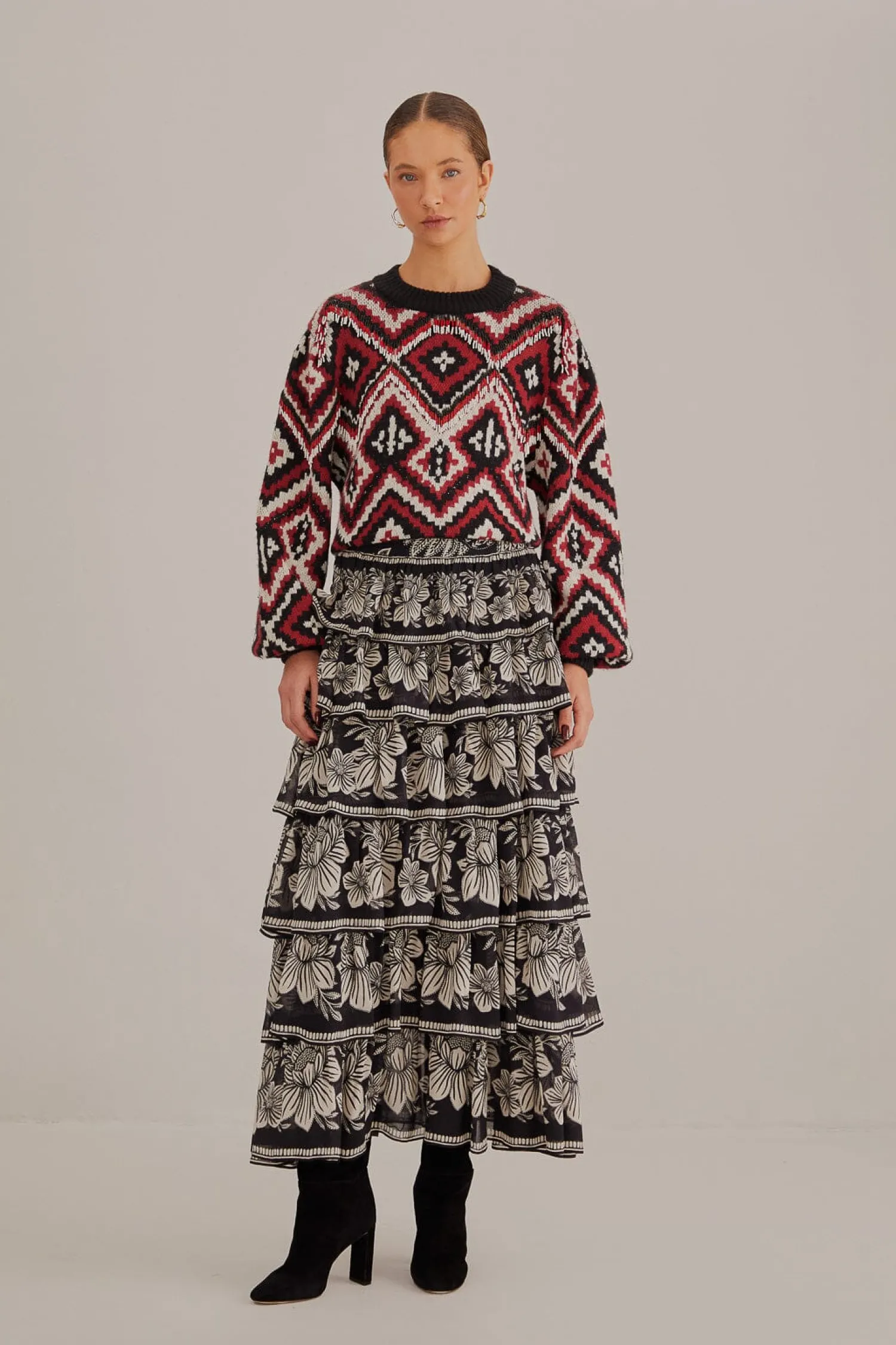 FARM Rio RAUTI BEADED KNIT SWEATER
