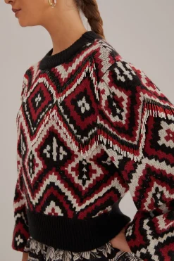 FARM Rio RAUTI BEADED KNIT SWEATER