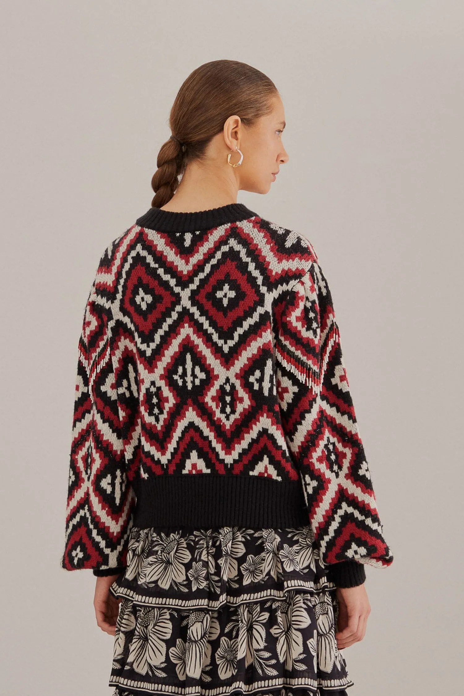 FARM Rio RAUTI BEADED KNIT SWEATER