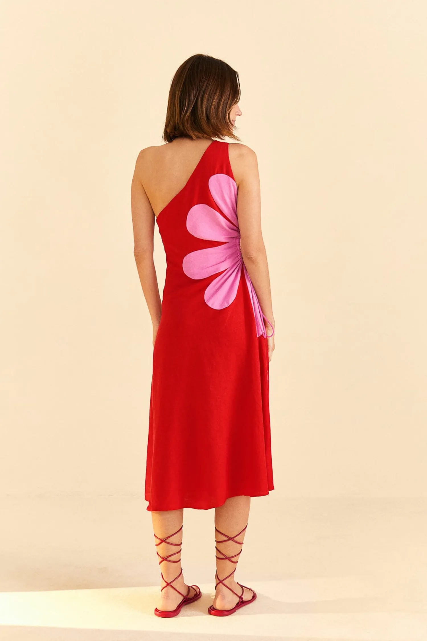 FARM Rio RED CUT-OUT FLOWER DRESS