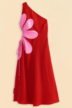 FARM Rio RED CUT-OUT FLOWER DRESS