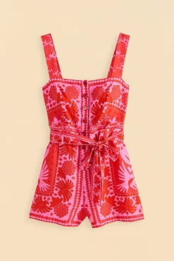 FARM Rio RED JUNGLE SCARF ROMPER