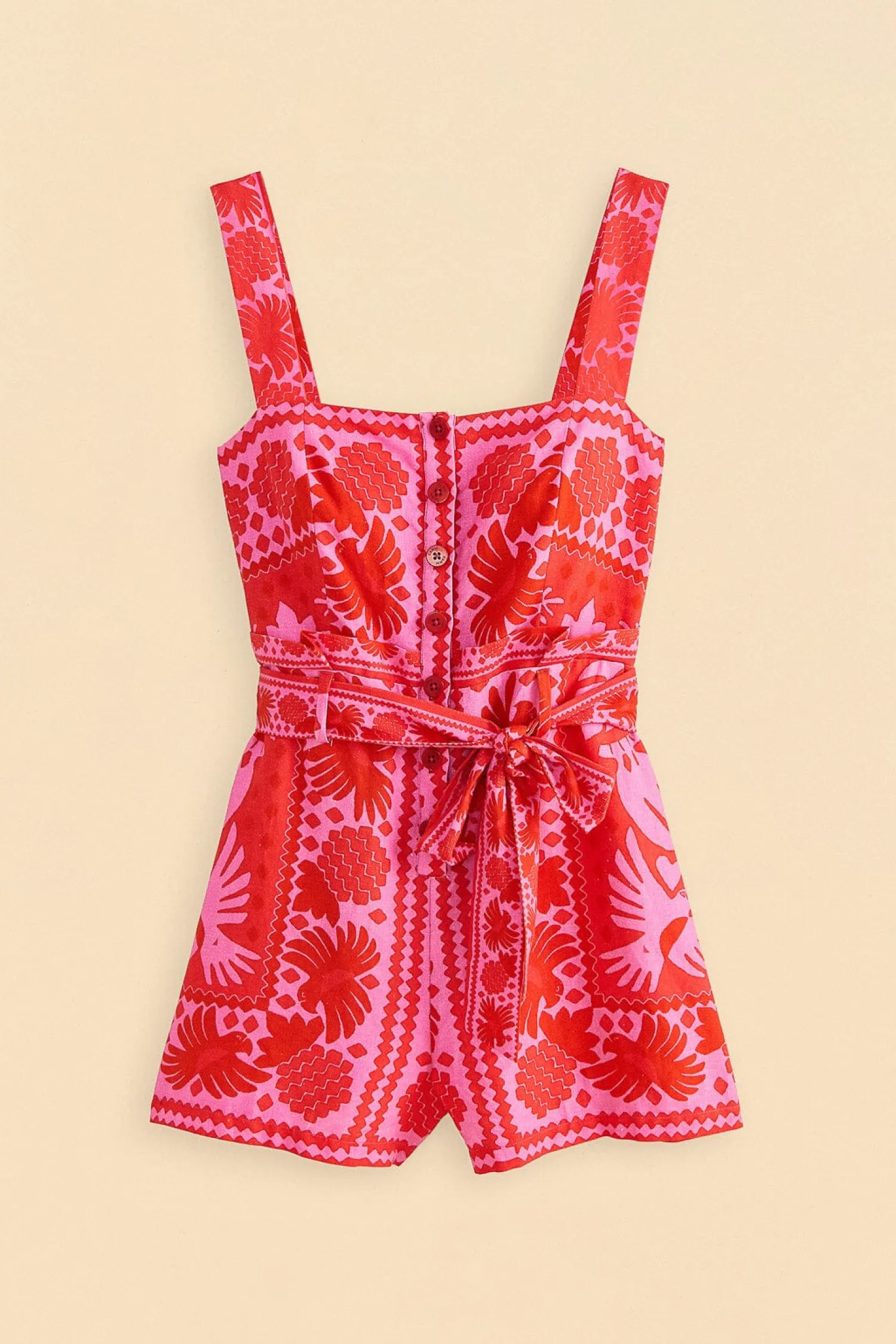FARM Rio RED JUNGLE SCARF ROMPER