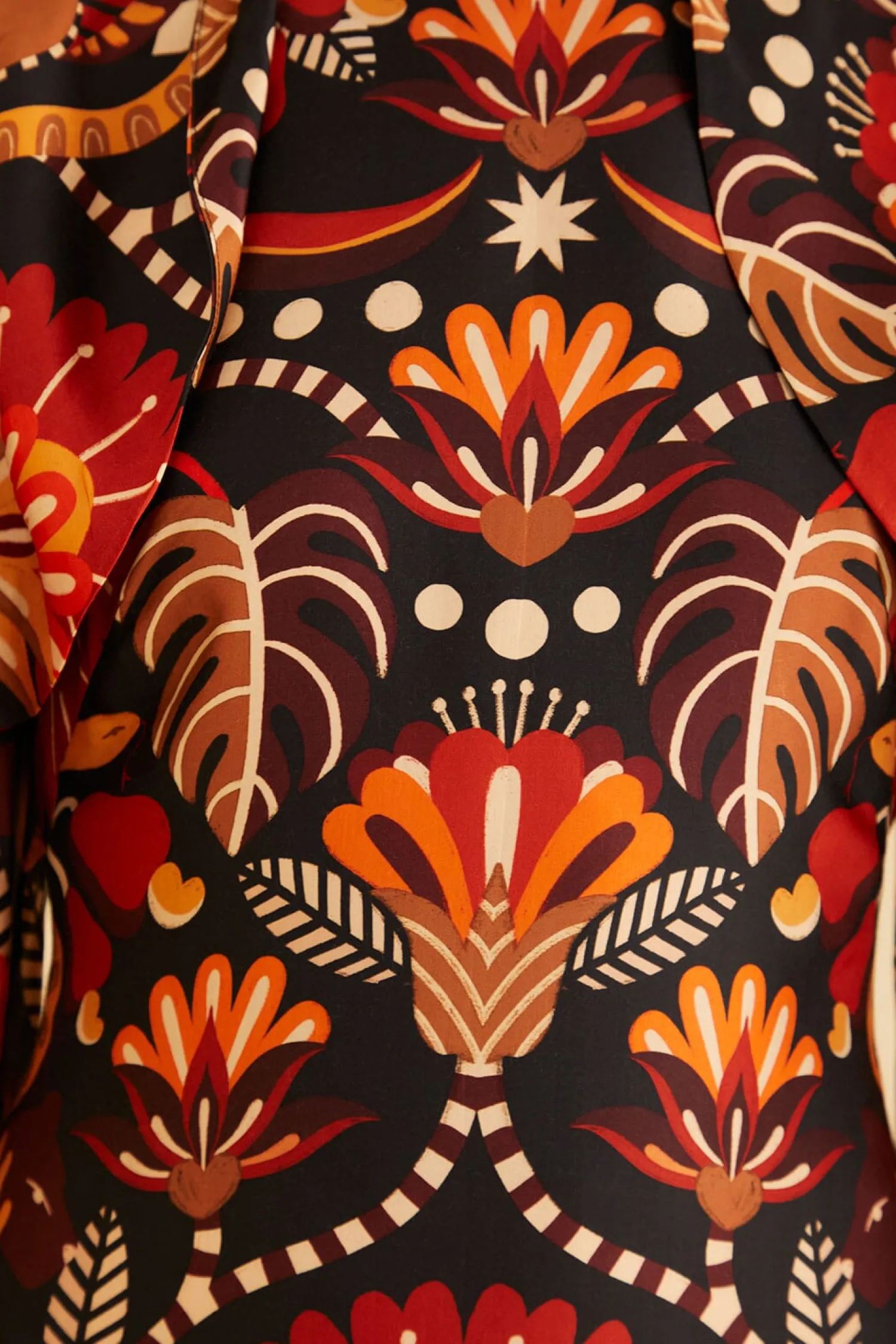 FARM Rio RED NATURE BEAUTY SCARF BACKLESS MIDI DRESS