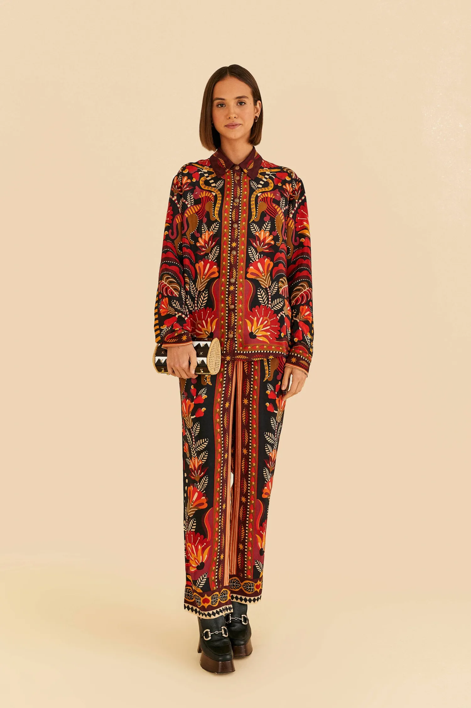 FARM Rio RED NATURE BEAUTY SCARF PANTS