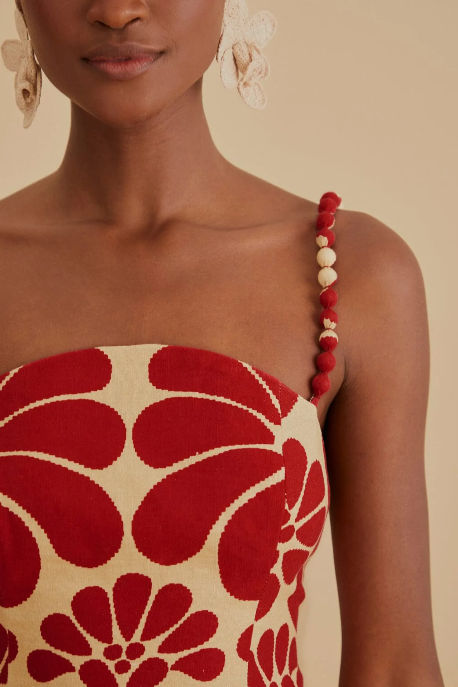 FARM Rio RED PALERMO SLEEVELESS MIDI DRESS