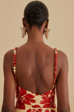 FARM Rio RED PALERMO SLEEVELESS MIDI DRESS