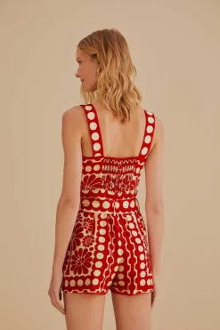 FARM Rio  RED PALERMO SLEEVELESS ROMPER