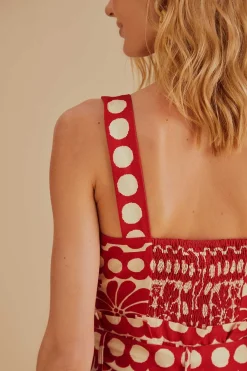 FARM Rio  RED PALERMO SLEEVELESS ROMPER