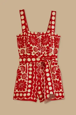 FARM Rio  RED PALERMO SLEEVELESS ROMPER