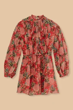 FARM Rio  RED PINEAPPLE BLOOM V NECK MINI DRESS