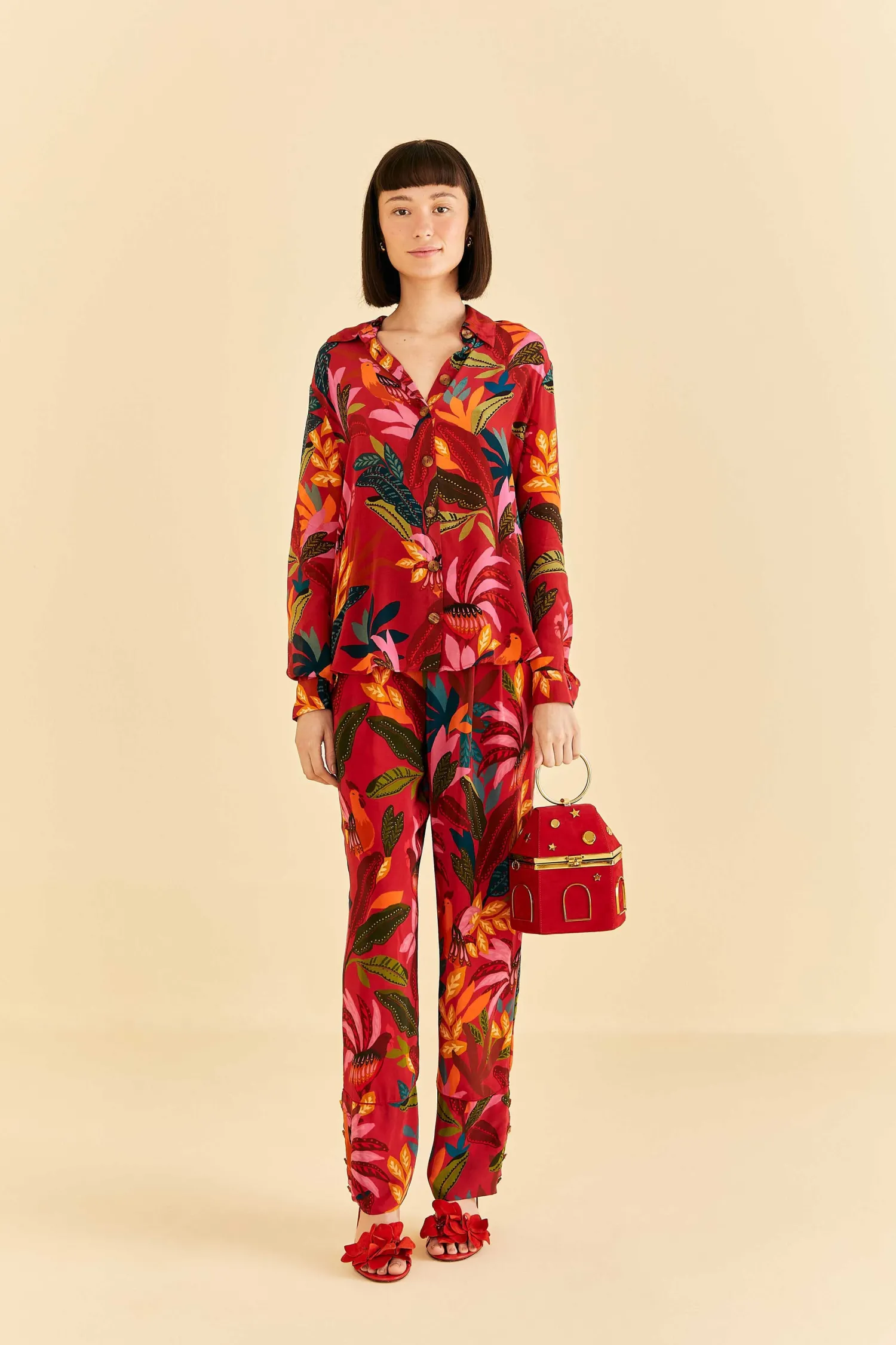 FARM Rio RED ROOSTER LEAVES PANTS