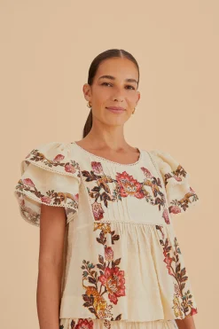 FARM Rio SAND LEOPARD FLOWERS BLOUSE
