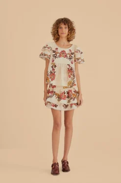 FARM Rio  SAND LEOPARD FLOWERS BLOUSE