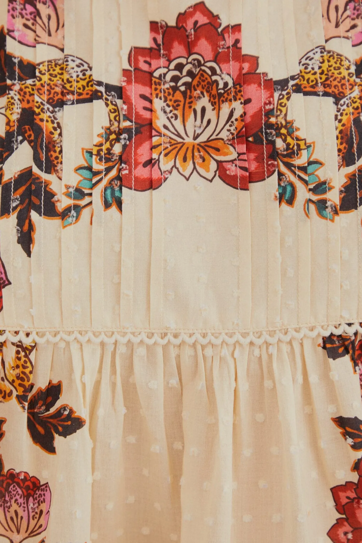 FARM Rio SAND LEOPARD FLOWERS BLOUSE