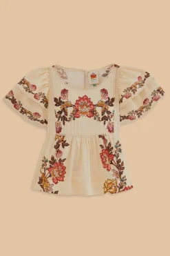 FARM Rio SAND LEOPARD FLOWERS BLOUSE