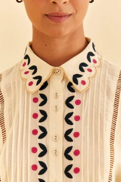 FARM Rio SAND PALMS PARADISE EMBROIDERED BLOUSE