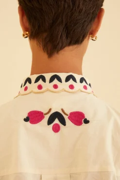 FARM Rio SAND PALMS PARADISE EMBROIDERED BLOUSE