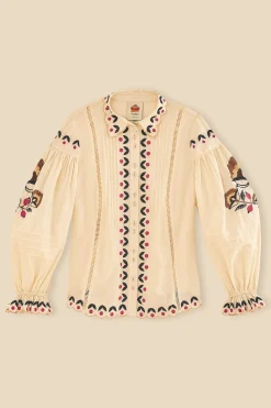 FARM Rio SAND PALMS PARADISE EMBROIDERED BLOUSE