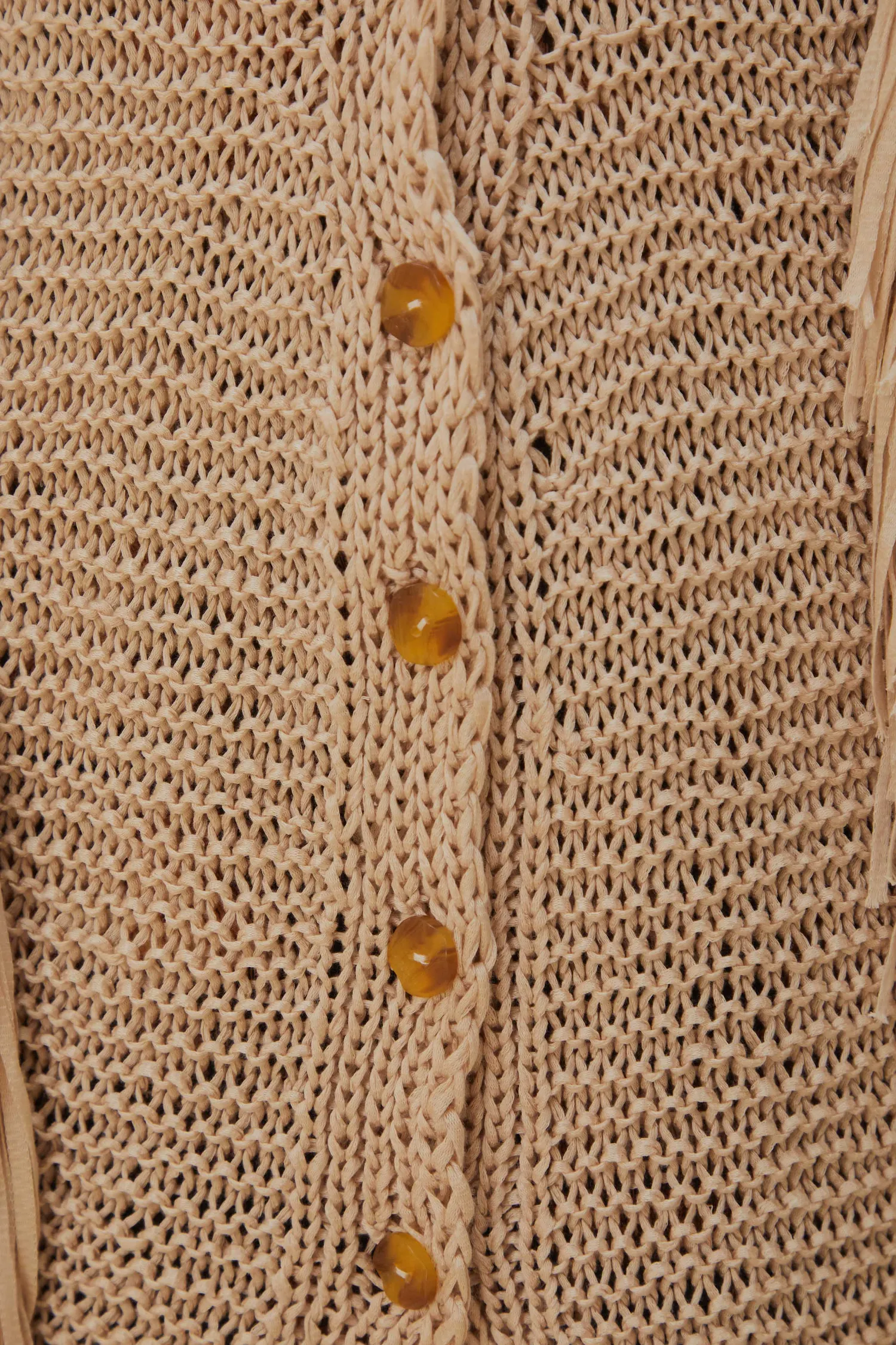 FARM Rio SAND STRIPES FRINGES KNIT CARDIGAN
