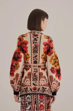FARM Rio SAND WINTER TAPESTRY KNIT CARDIGAN