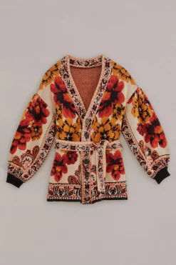 FARM Rio SAND WINTER TAPESTRY KNIT CARDIGAN