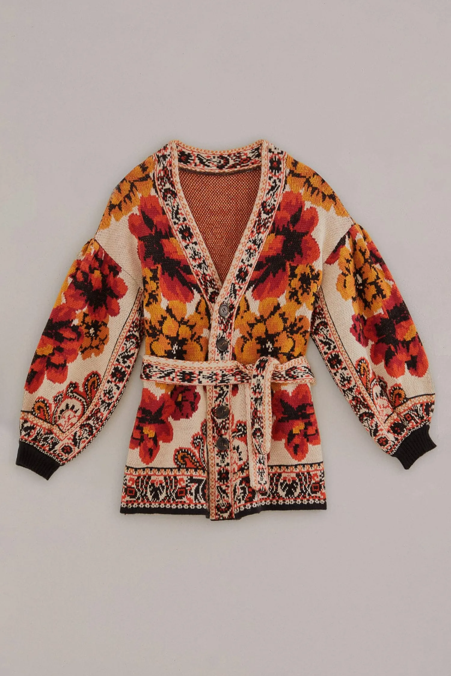 FARM Rio SAND WINTER TAPESTRY KNIT CARDIGAN