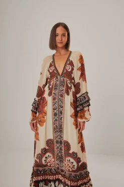 FARM Rio SAND WINTER TAPESTRY V NECK MAXI DRESS