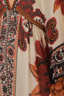 FARM Rio  SAND WINTER TAPESTRY V NECK MAXI DRESS
