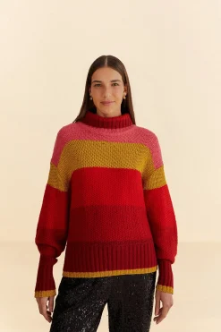 FARM Rio  SHINY STRIPES KNIT SWEATER