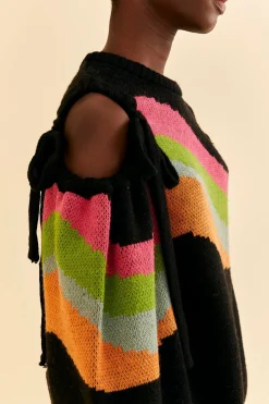 FARM Rio  SHOULDER CUT OUTS KNIT SWEATER