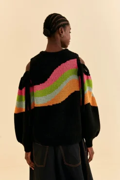 FARM Rio  SHOULDER CUT OUTS KNIT SWEATER