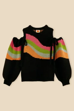 FARM Rio  SHOULDER CUT OUTS KNIT SWEATER