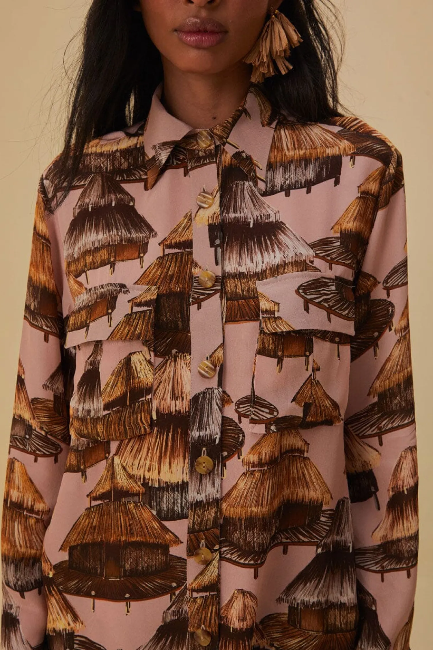 FARM Rio SHUHU BEIGE CARGO SHIRT