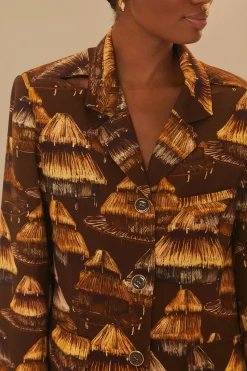 FARM Rio  SHUHU BROWN CUT OUT BLAZER