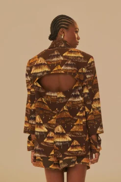 FARM Rio  SHUHU BROWN CUT OUT BLAZER