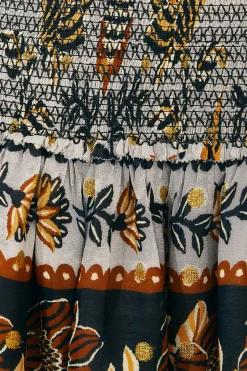 FARM Rio  SILVER FLORAL TAPESTRY MINI DRESS