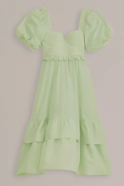 FARM Rio SOFT GREEN SHORT SLEEVE MIDI DRESS