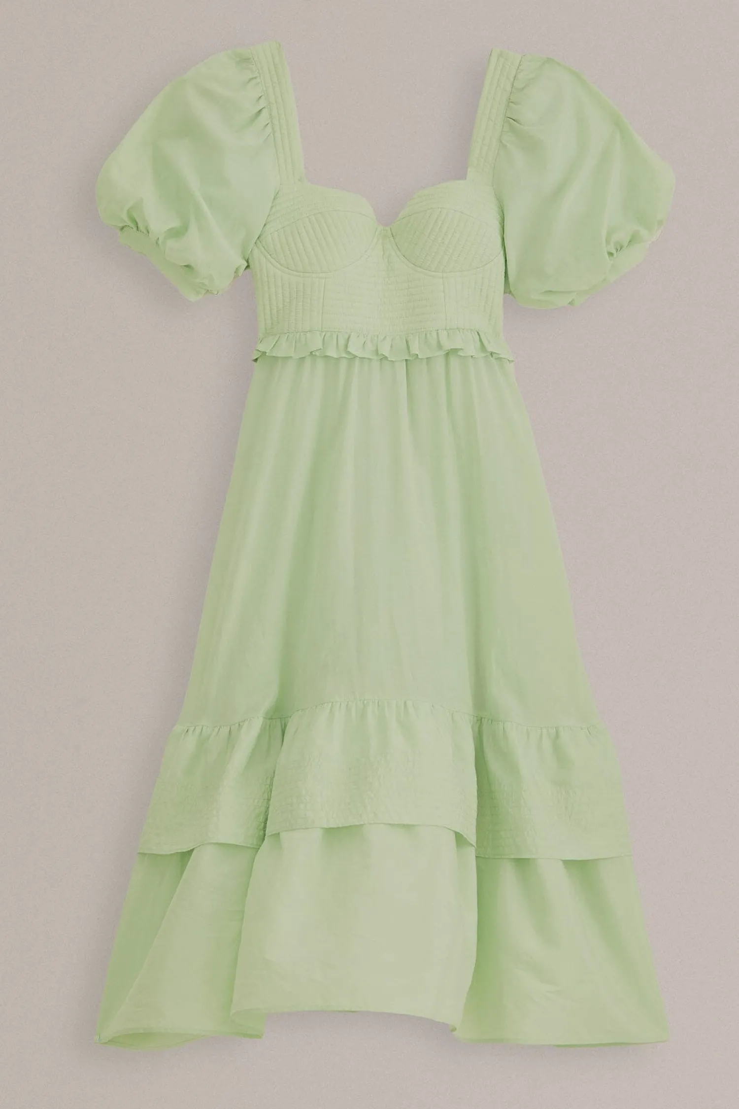 FARM Rio SOFT GREEN SHORT SLEEVE MIDI DRESS