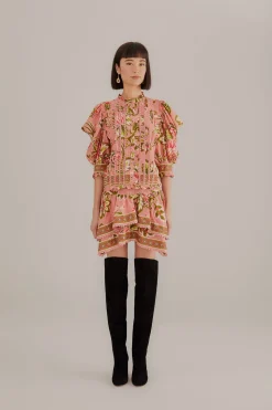 FARM Rio  SOFT PINK AURA FLORAL MINI SKIRT
