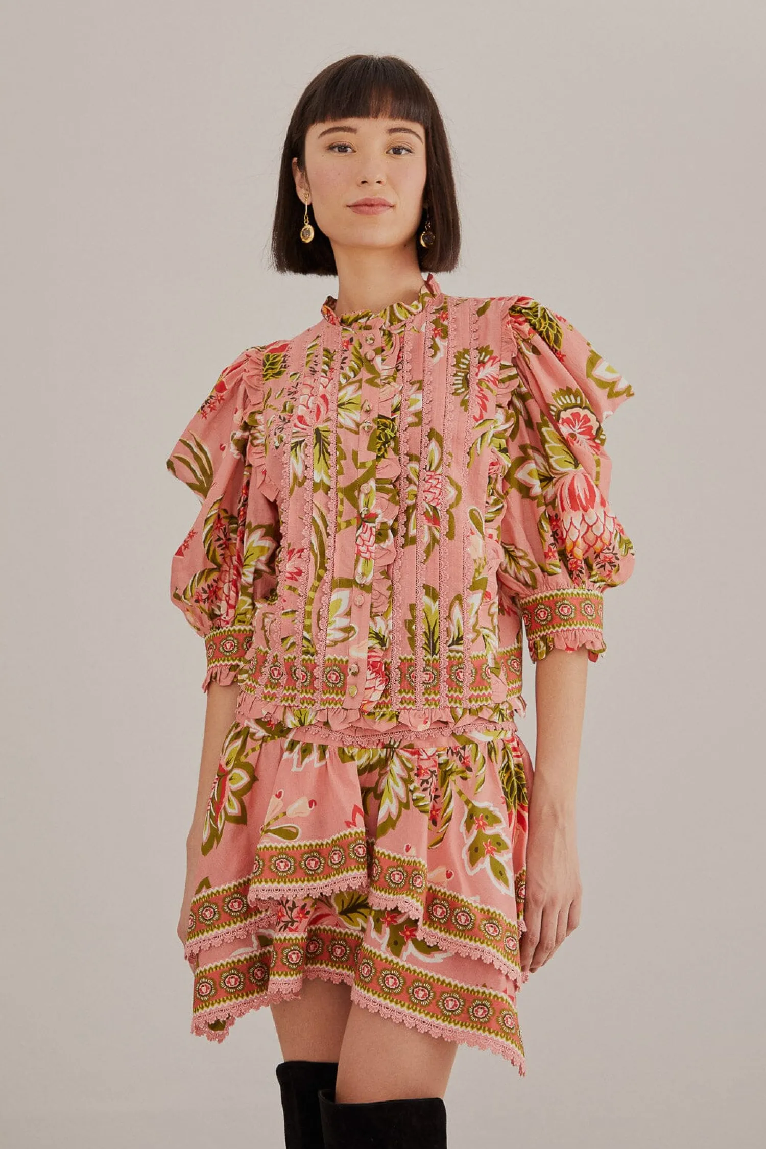 FARM Rio SOFT PINK AURA FLORAL MINI SKIRT